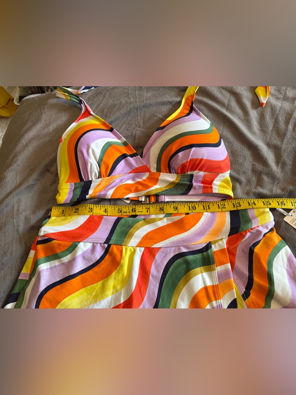 Anne Cole skirted Bikini Bottom with Multicolor Print Accent Halter Top XL/D - Picture 13 of 16